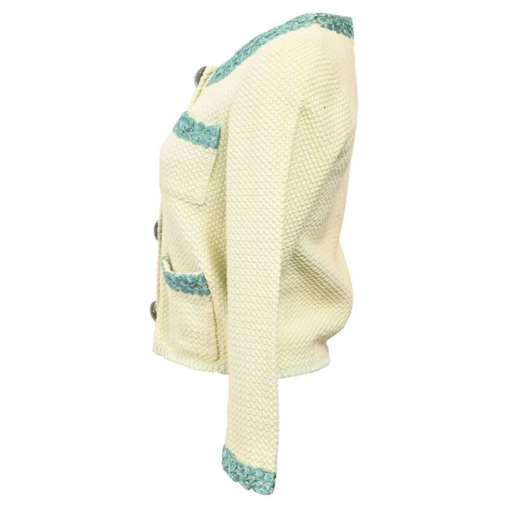 Fendi Knitted Embellished-Buttons Cardigan in Yellow Cotton - Picture 2 of 5